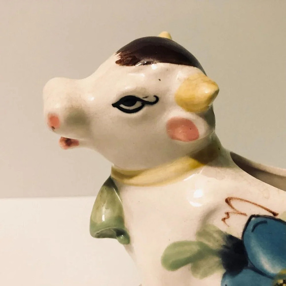 Vintage Ceramic Cow Creamer made  in Japan 5 Inch Tall Floral - Picture 2 of 14